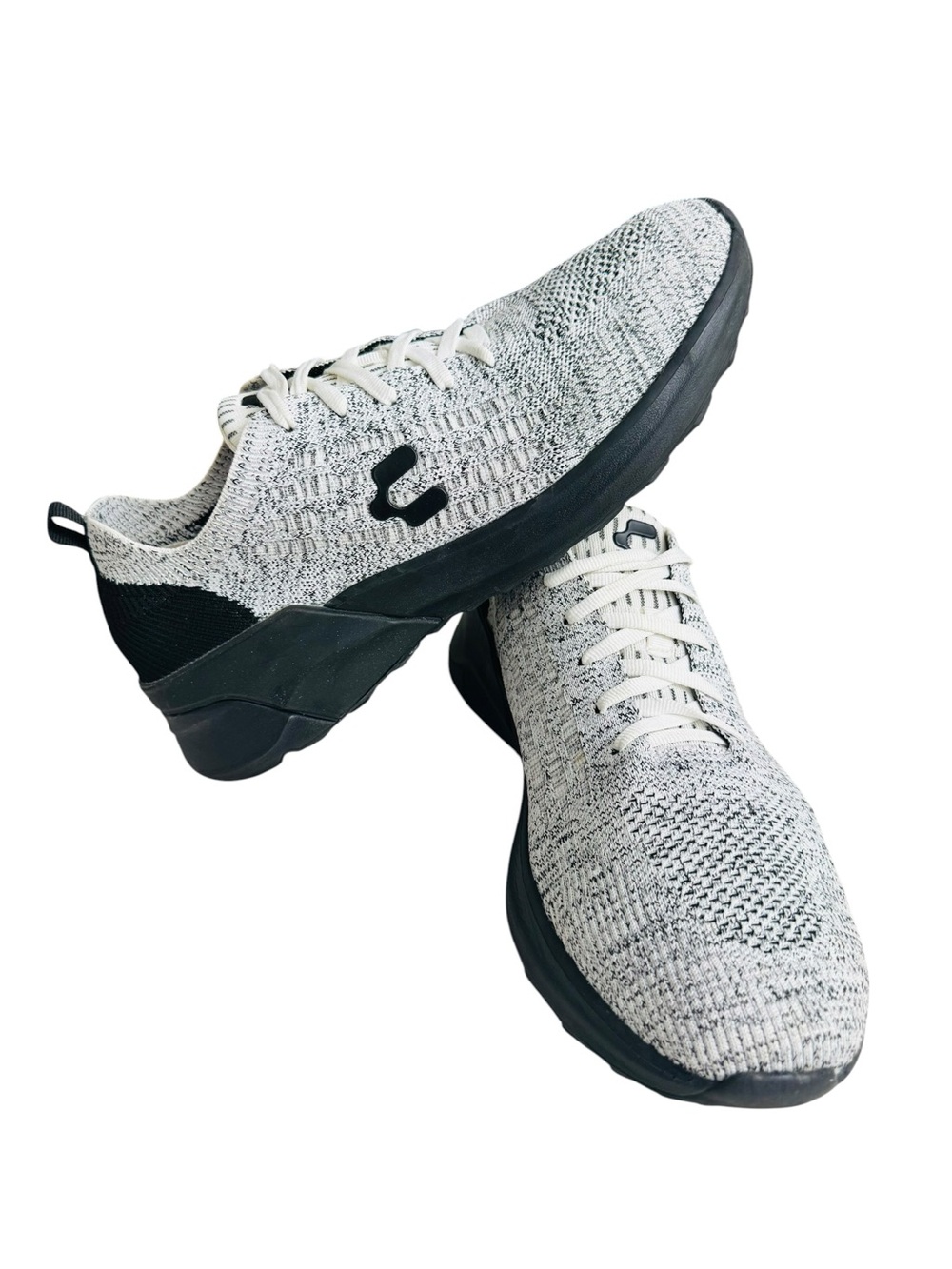 Charly Men's Knit Athletic Sneakers - White/Black US 10.5 No Insoles
